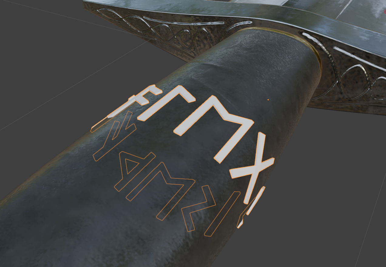 Runes wrapped to follow a curved mesh surface