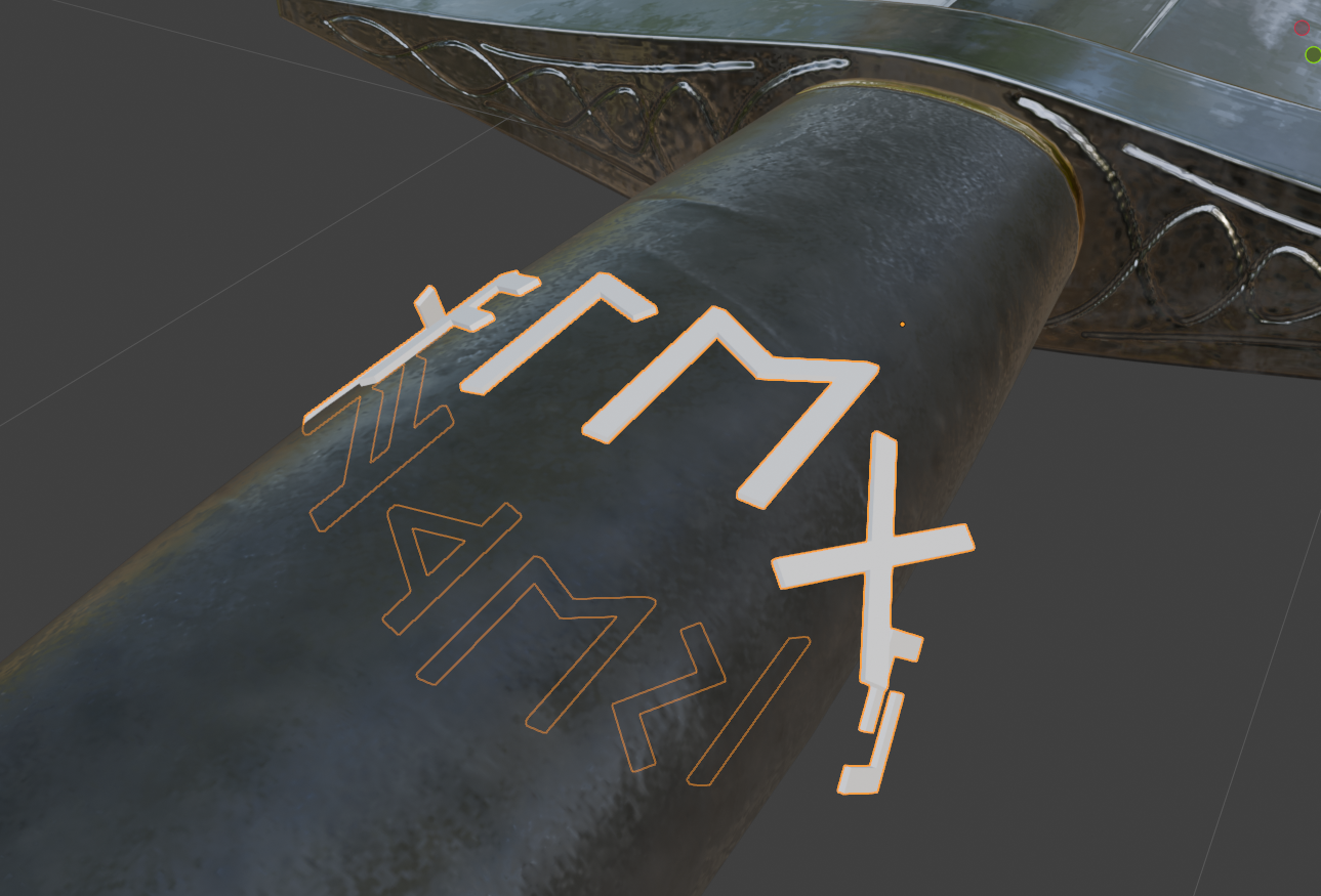 Runes before being wrapped to a curved mesh surface